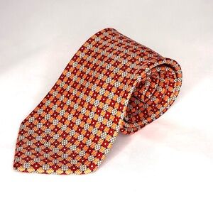 Joa. A. Bank Orange Geometric Pattern Printed Silk Tie